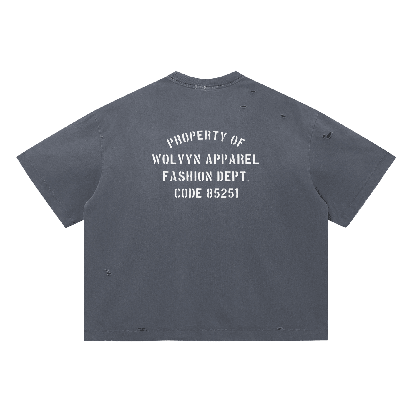 Washed black oversized boxy t-shirt with distressed details and bold back print text