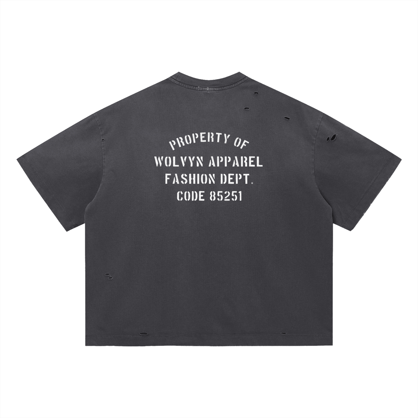 Vintage washed black oversized t-shirt with distressed details and bold back stencil text