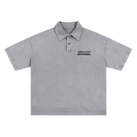 Heavyweight snow-washed gray polo t-shirt with short sleeves and chest logo