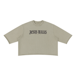 Wolvyn Apparel ‘Jesus Walks’ Unisex Mineral Wash Raw Hem Boxy T-Shirt - Wolvyn Apparel