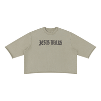 Wolvyn Apparel ‘Jesus Walks’ Unisex Mineral Wash Raw Hem Boxy T-Shirt - Wolvyn Apparel