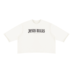 Wolvyn Apparel ‘Jesus Walks’ Unisex Mineral Wash Raw Hem Boxy T-Shirt - Wolvyn Apparel