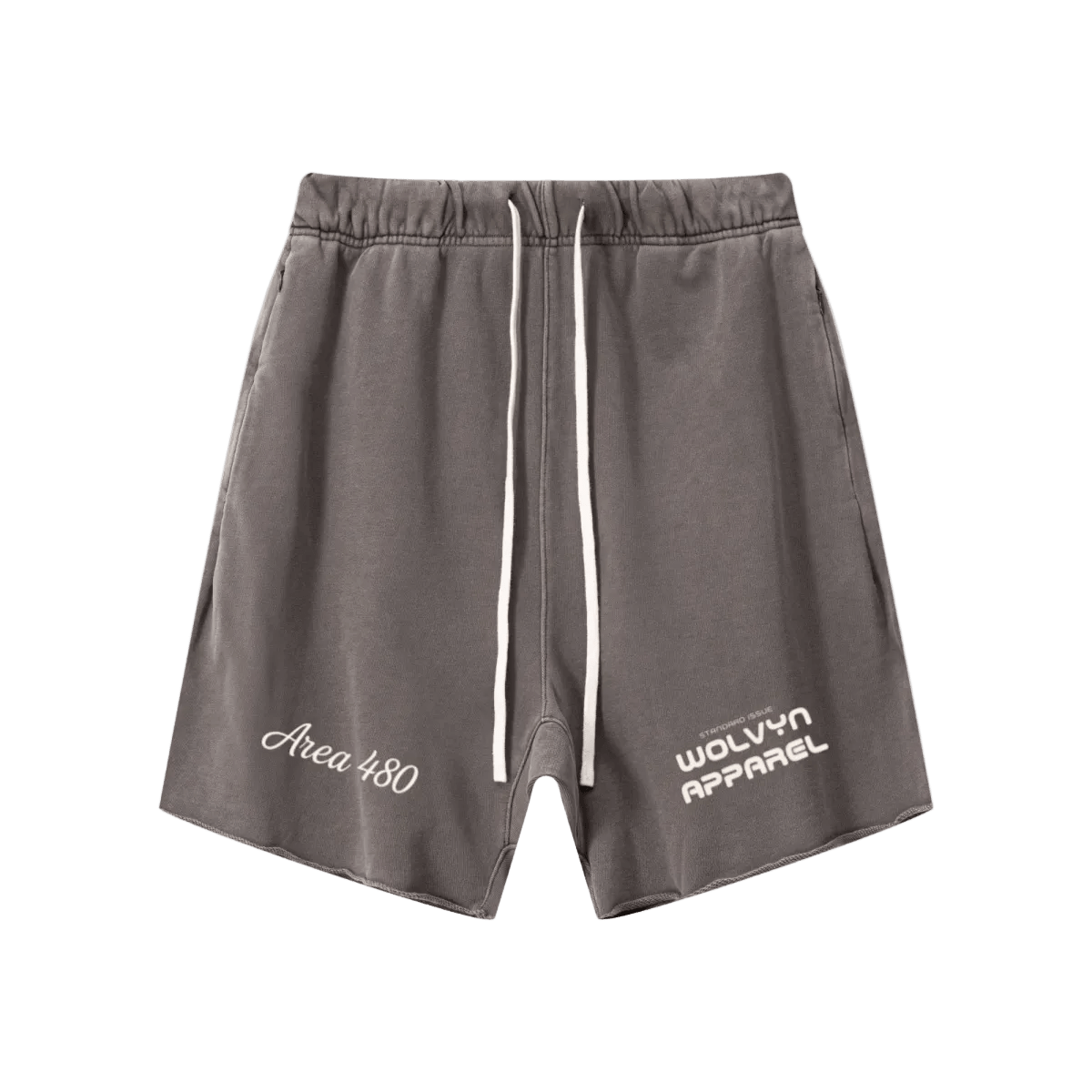 Wolvyn Apparel "Manifesto" 410GSM Unisex Distressed Vintage - Wash Raw - Hem Shorts - Wolvyn Apparel