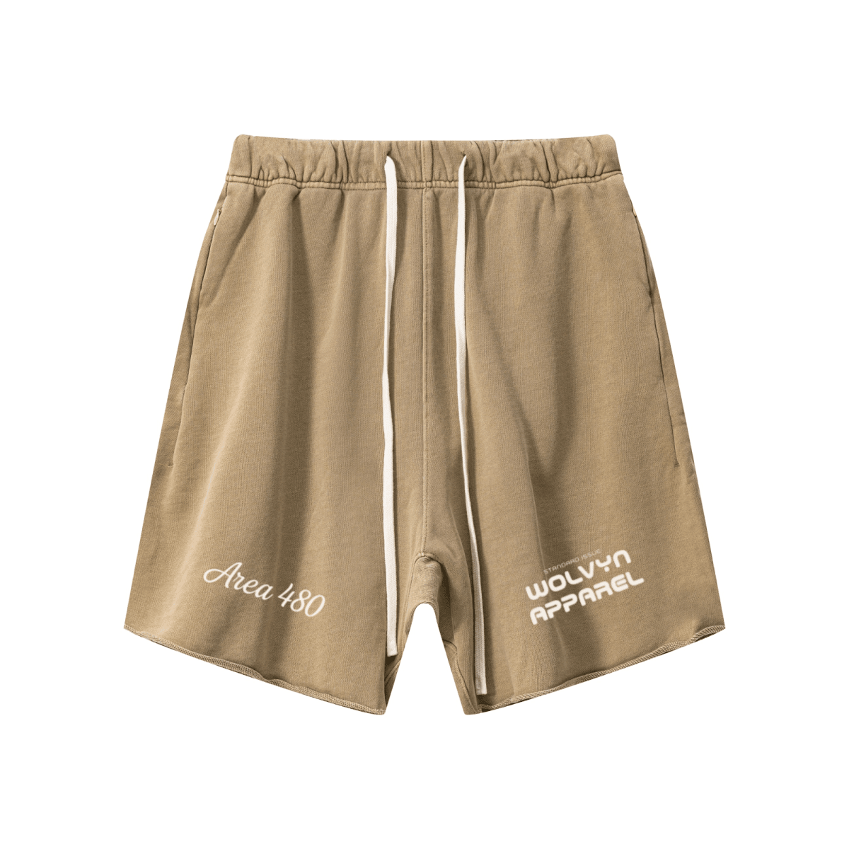 Wolvyn Apparel "Manifesto" 410GSM Unisex Distressed Vintage - Wash Raw - Hem Shorts - Wolvyn Apparel