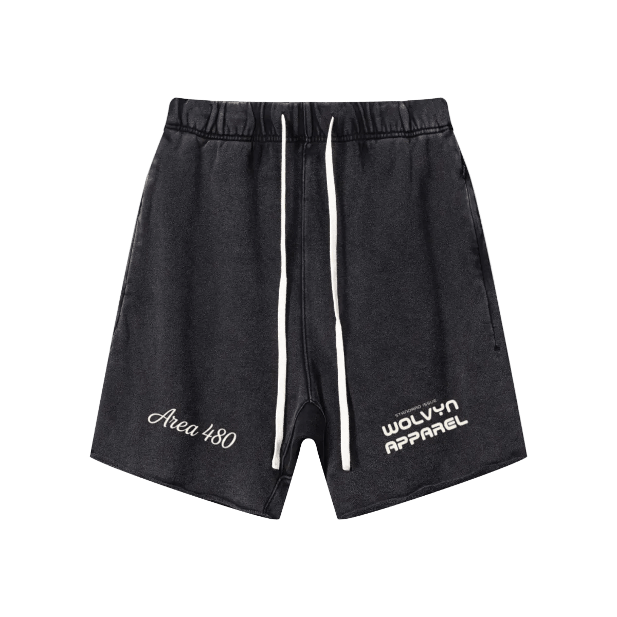 Wolvyn Apparel "Manifesto" 410GSM Unisex Distressed Vintage - Wash Raw - Hem Shorts - Wolvyn Apparel