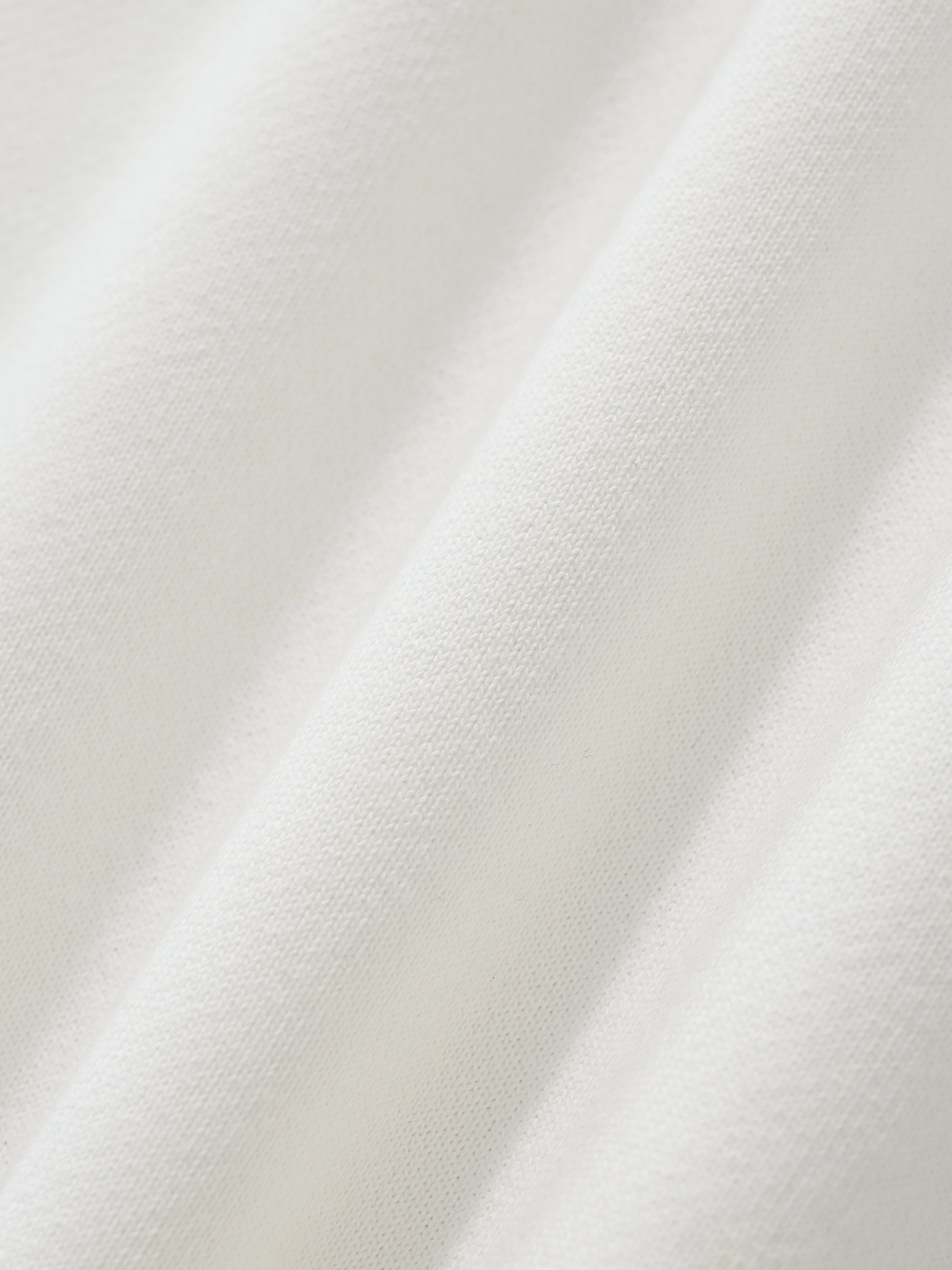 Close-up of soft white heavyweight cotton sweatshirt fabric texture