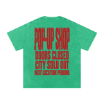 Wolvyn Apparel ‘Pop-Up Shop Closed’ Snow Washed Oversized Cotton T-Shirt - Wolvyn Apparel