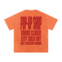 Wolvyn Apparel ‘Pop-Up Shop Closed’ Snow Washed Oversized Cotton T-Shirt - Wolvyn Apparel