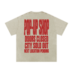 Wolvyn Apparel ‘Pop-Up Shop Closed’ Snow Washed Oversized Cotton T-Shirt - Wolvyn Apparel