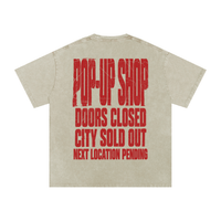 Wolvyn Apparel ‘Pop-Up Shop Closed’ Snow Washed Oversized Cotton T-Shirt - Wolvyn Apparel