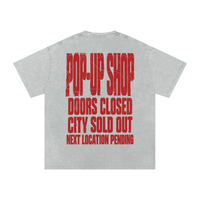 Wolvyn Apparel ‘Pop-Up Shop Closed’ Snow Washed Oversized Cotton T-Shirt - Wolvyn Apparel