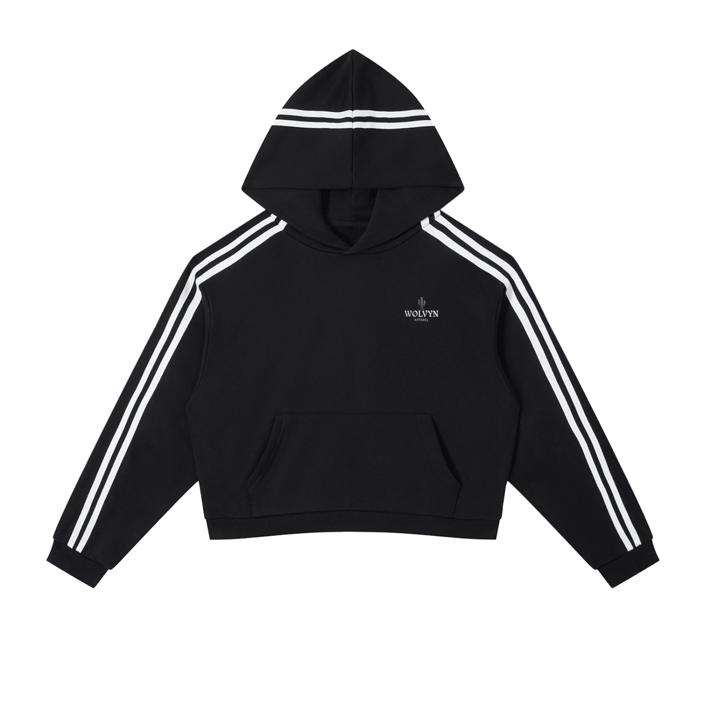 Wolvyn Apparel "Saguaro" Contrast Side Stripe Cropped Hoodie - Wolvyn Apparel