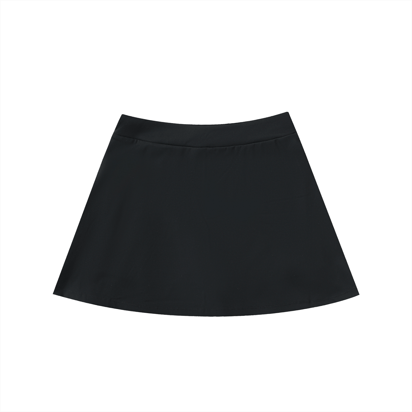 Black high-waist A-line skirt with pockets on white background