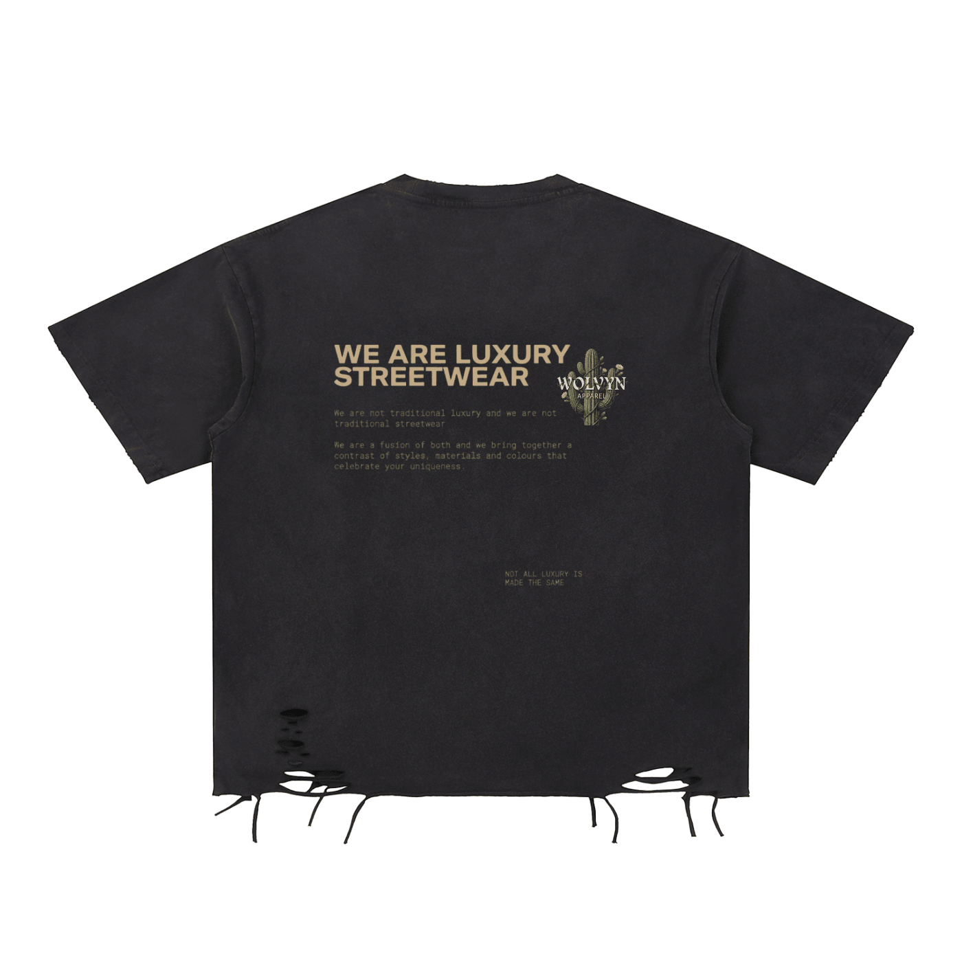 Wolvyn Apparel "Snottsdale" Snow Washed Raw - Hem T-Shirt - Wolvyn Apparel