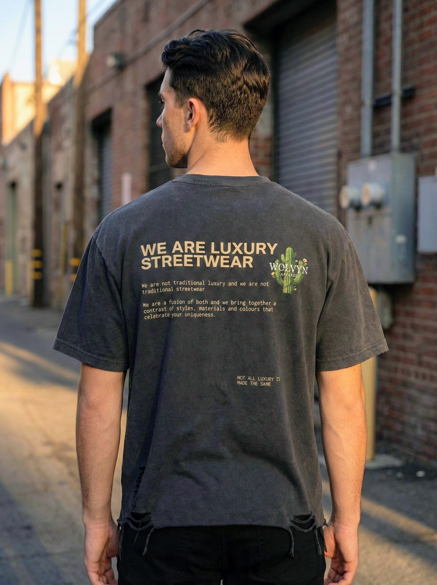 Wolvyn Apparel "Snottsdale" Snow Washed Raw - Hem T-Shirt - Wolvyn Apparel