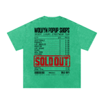 Wolvyn Apparel ‘Sold Out Pop-Up Shop’ Snow Washed Oversized Cotton T-Shirt - Wolvyn Apparel