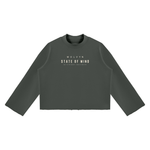 Wolvyn Apparel ‘State of Mind’ Unisex Mock Neck Raw Edge Boxy Sweatshirt - Wolvyn Apparel