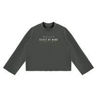 Wolvyn Apparel ‘State of Mind’ Unisex Mock Neck Raw Edge Boxy Sweatshirt - Wolvyn Apparel