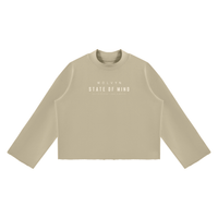 Wolvyn Apparel ‘State of Mind’ Unisex Mock Neck Raw Edge Boxy Sweatshirt - Wolvyn Apparel