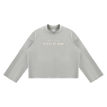 Wolvyn Apparel ‘State of Mind’ Unisex Mock Neck Raw Edge Boxy Sweatshirt - Wolvyn Apparel