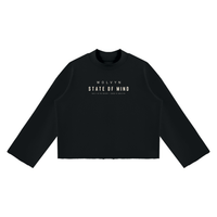 Wolvyn Apparel ‘State of Mind’ Unisex Mock Neck Raw Edge Boxy Sweatshirt - Wolvyn Apparel