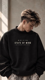 Wolvyn Apparel ‘State of Mind’ Unisex Mock Neck Raw Edge Boxy Sweatshirt - Wolvyn Apparel