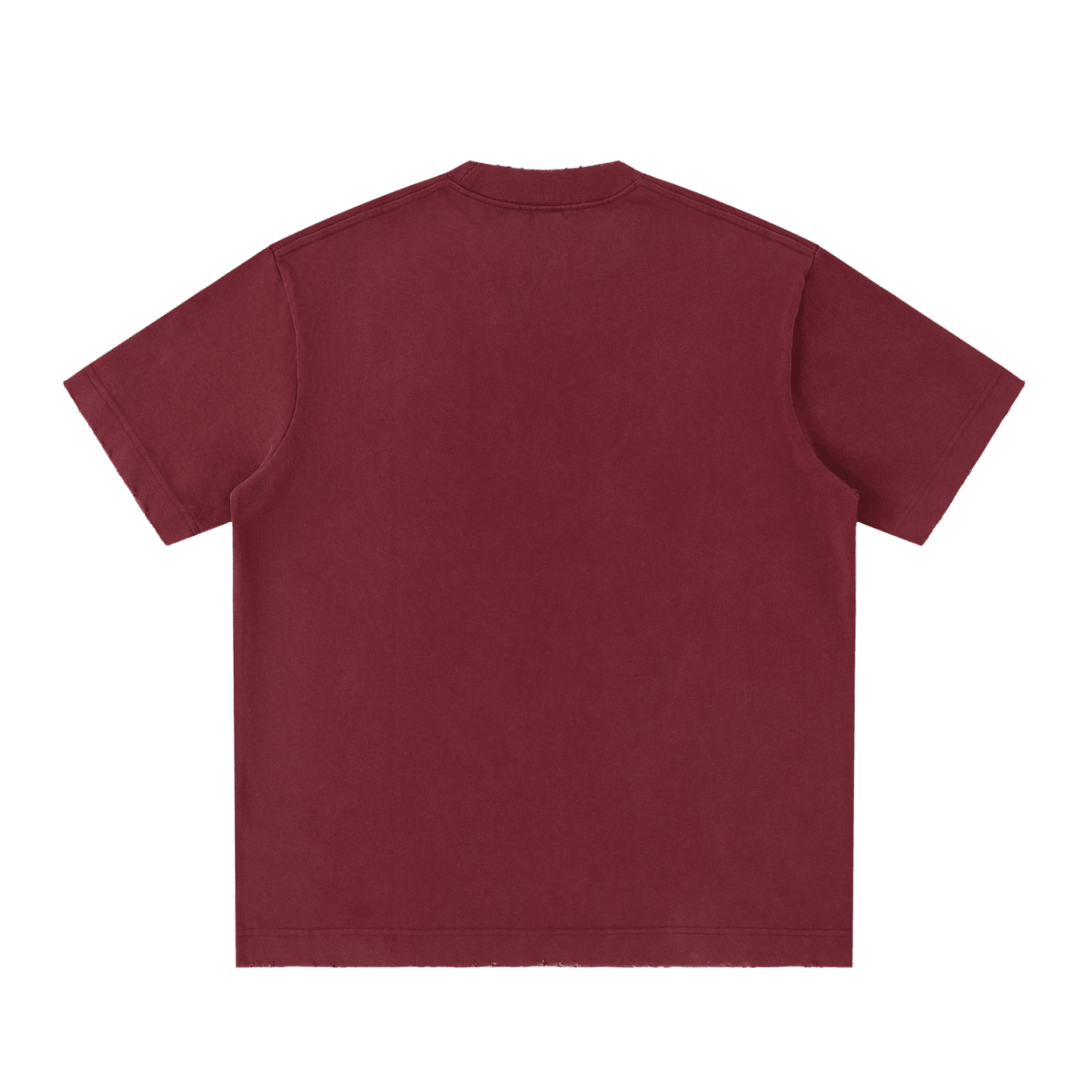 Back view of heavyweight burgundy vintage washed short-sleeve T-shirt
