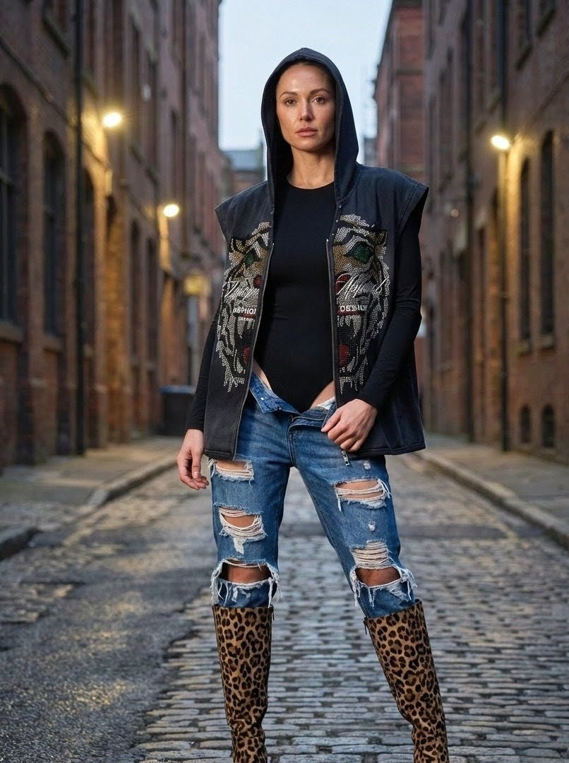 Wolvyn Apparel "Tiger Property" Vintage Washed Zip - Up Hooded Tank Top - Wolvyn Apparel