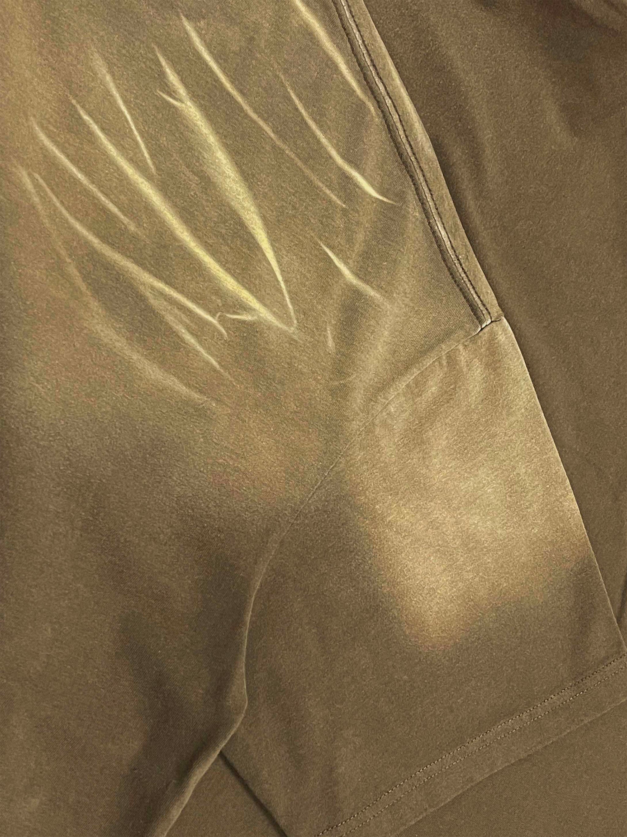 Brown heavyweight t-shirt with tiger stripe gradient wash and chest pocket detail