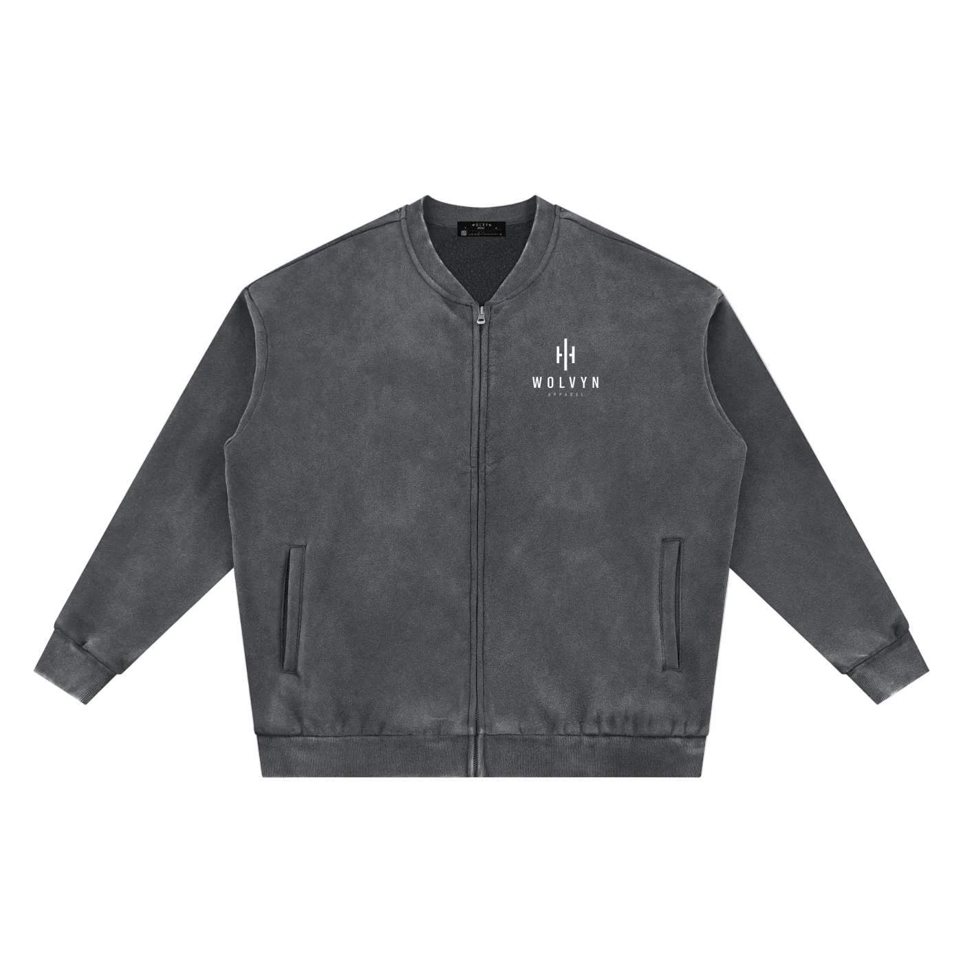 Wolvyn Apparel Vintage Washed Fleece Baseball Jacket - Wolvyn Apparel