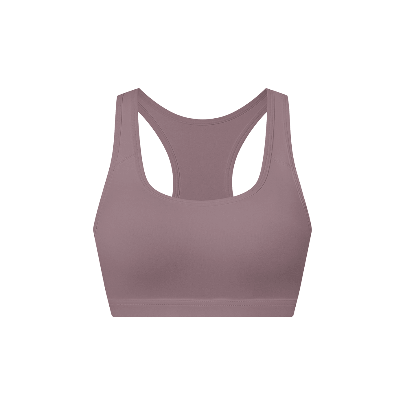 Women's mauve cropped racerback sports bra on white background