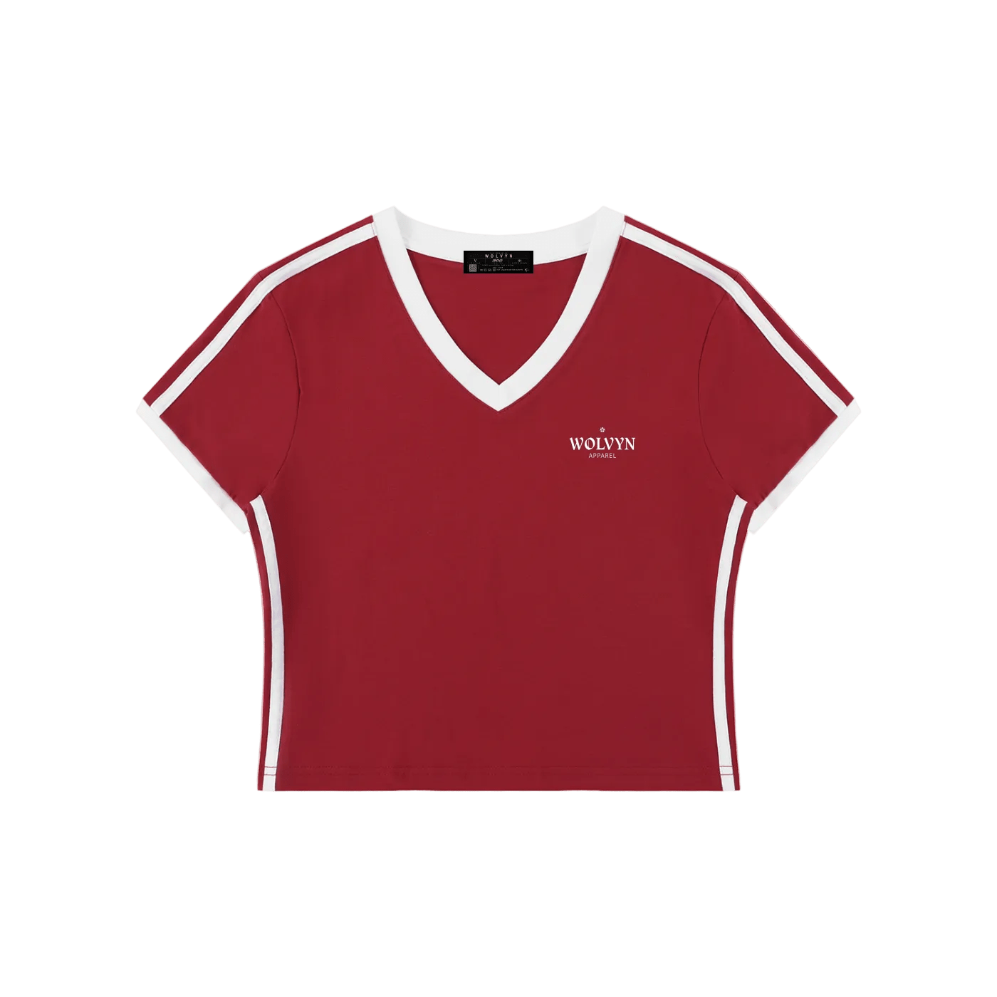 Wolvyn Apparel Women's Retro Binding V-Neck Crop T-Shirt - Wolvyn Apparel