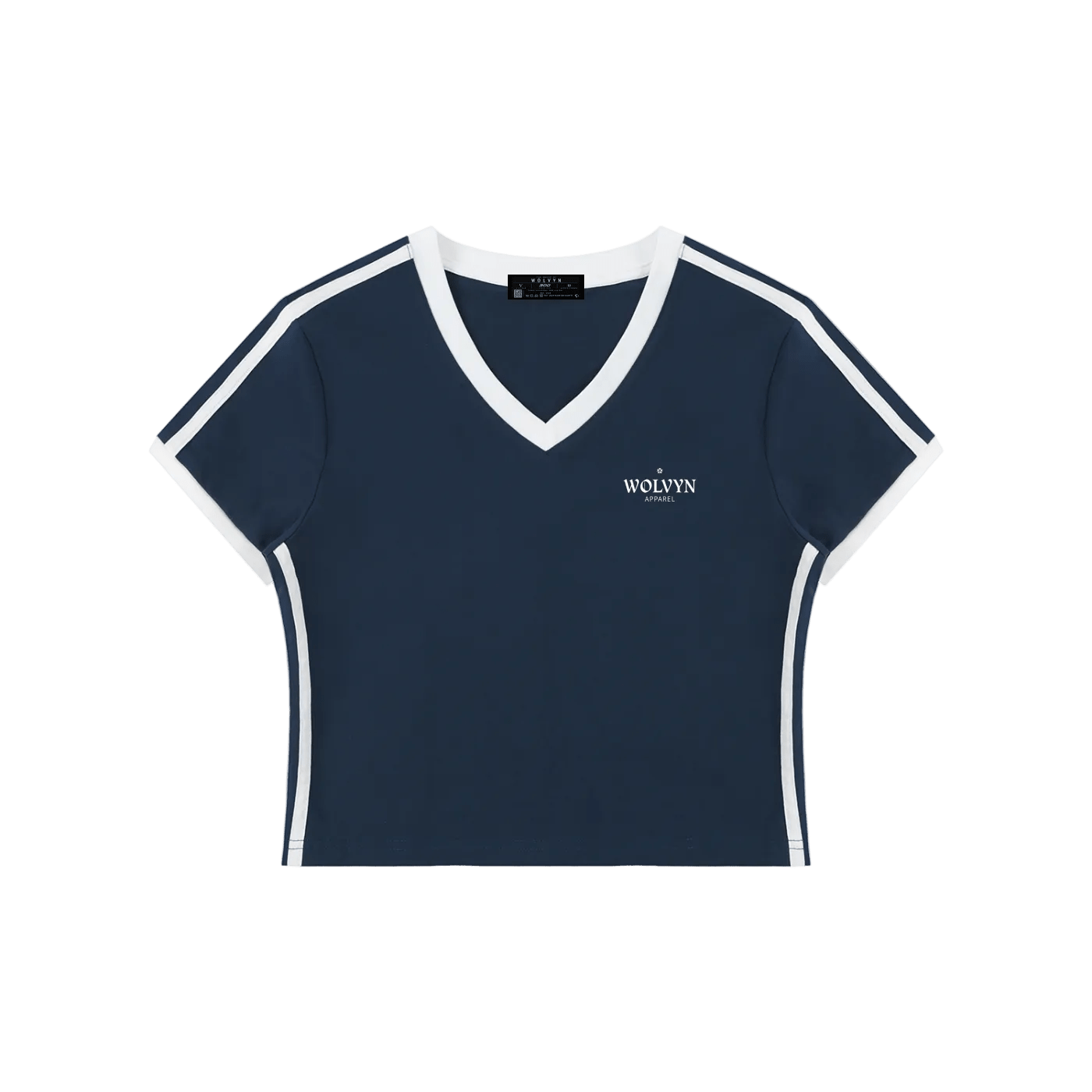 Wolvyn Apparel Women's Retro Binding V-Neck Crop T-Shirt - Wolvyn Apparel