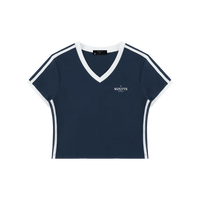 Wolvyn Apparel Women's Retro Binding V-Neck Crop T-Shirt - Wolvyn Apparel