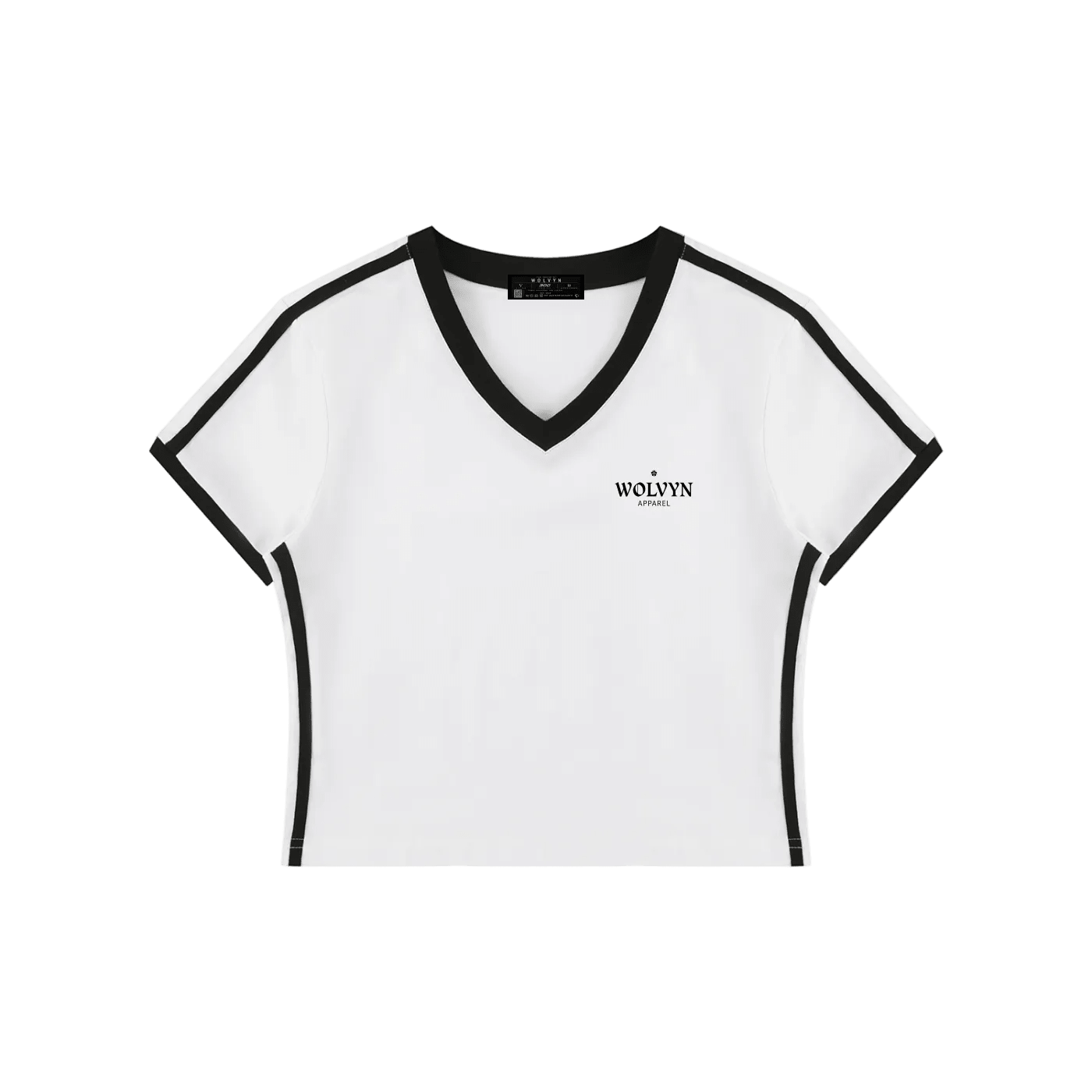 Wolvyn Apparel Women's Retro Binding V-Neck Crop T-Shirt - Wolvyn Apparel