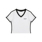 Wolvyn Apparel Women's Retro Binding V-Neck Crop T-Shirt - Wolvyn Apparel