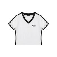 Wolvyn Apparel Women's Retro Binding V-Neck Crop T-Shirt - Wolvyn Apparel