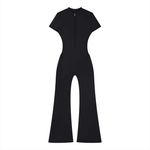 Wolvyn Apparel Women’s Tight Flared Leg Quarter-Zip Jumpsuit - Wolvyn Apparel