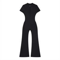 Wolvyn Apparel Women’s Tight Flared Leg Quarter-Zip Jumpsuit - Wolvyn Apparel