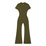Wolvyn Apparel Women’s Tight Flared Leg Quarter-Zip Jumpsuit - Wolvyn Apparel