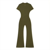Wolvyn Apparel Women’s Tight Flared Leg Quarter-Zip Jumpsuit - Wolvyn Apparel