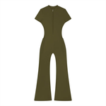 Wolvyn Apparel Women’s Tight Flared Leg Quarter-Zip Jumpsuit - Wolvyn Apparel