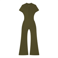 Wolvyn Apparel Women’s Tight Flared Leg Quarter-Zip Jumpsuit - Wolvyn Apparel