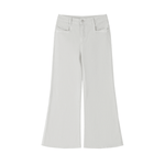 Women's vintage wash flared leg jeans with front pockets on white background