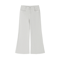 Women's vintage wash flared leg jeans with front pockets on white background