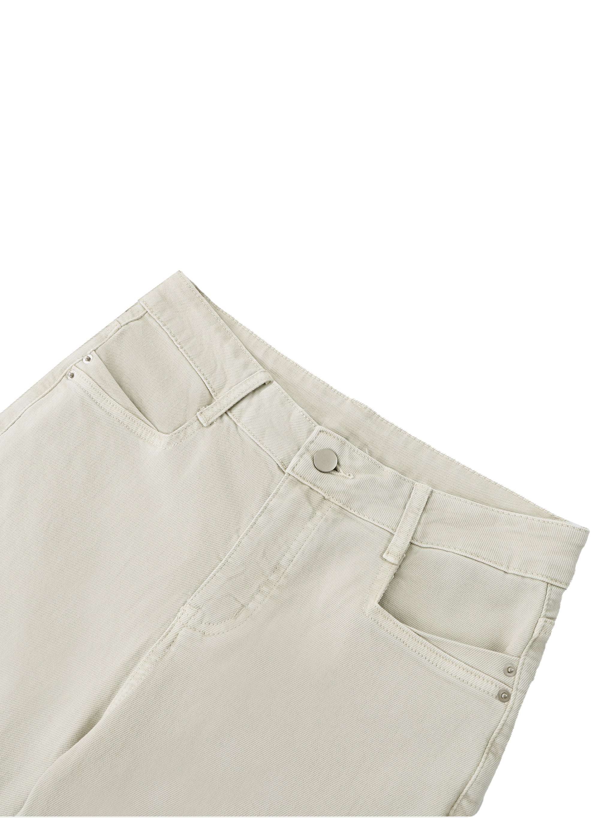 Women's vintage wash flared leg jeans in light beige with classic five-pocket design