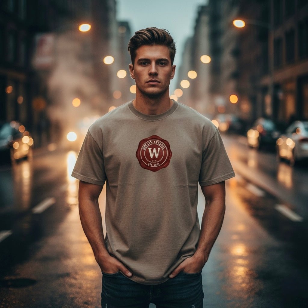 Wolvyn Bourbon Enzyme Washed T-Shirt unisex loose 100% cotton drop shoulder short sleeve enzyme-washed bourbon color
