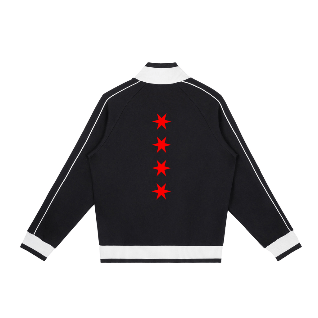 Wolvyn Chi Red Color Block Raglan Sleeve Zip Track Jacket - Wolvyn Apparel
