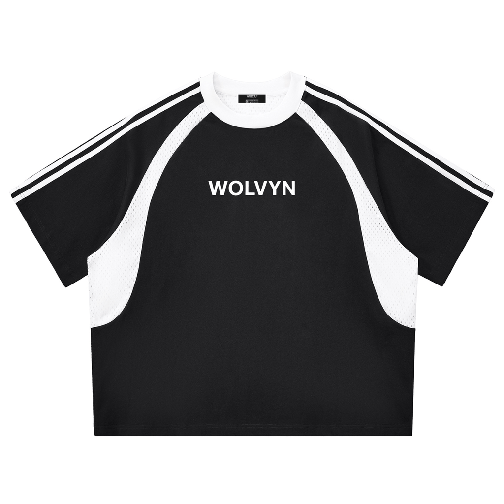 Wolvyn Contrast Stripes Panel Mesh T-shirt - Wolvyn Apparel