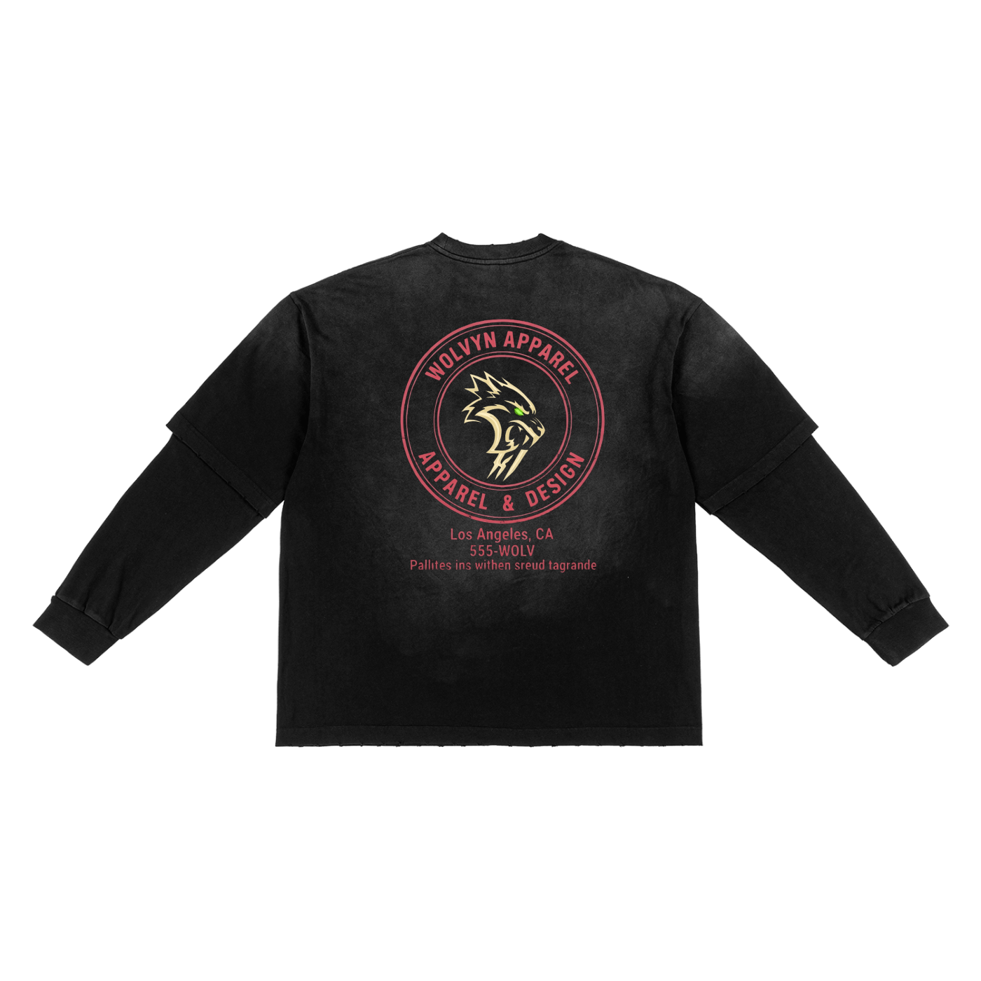 Wolvyn Design Sunfade Hand - Frayed Faux Two - Piece T-Shirt - Wolvyn Apparel